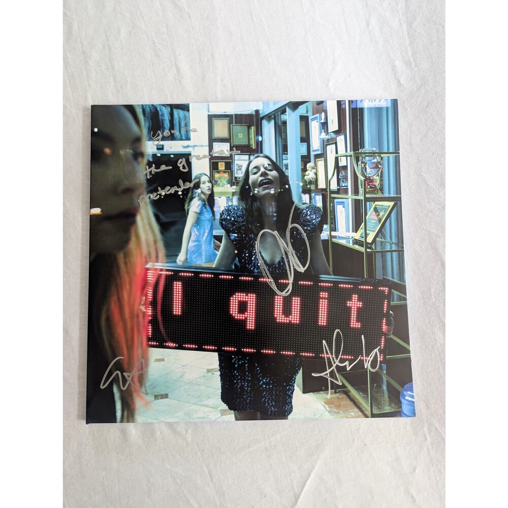 HAIM I Quit Vinyl SIGNED Cover With Handwritten Lyrics Light Blue Variant